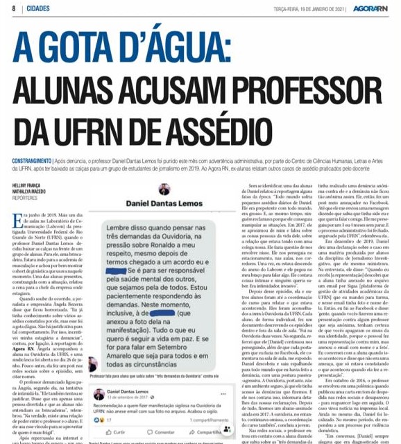 Professor urubu é destaque na imprensa do RN, mas bando dos 240 urubus silencia sobre assédio