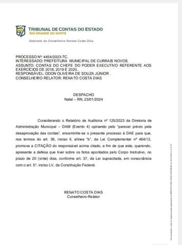 Corpo Técnico do TCE/RN aponta irregularidades nas contas da gestão do PT em Currais Novos