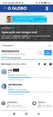 Globo já definiu o presidente da República pelo sistema integrado