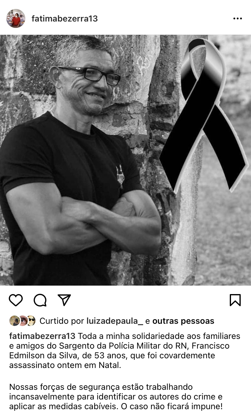 Fatima cria vergonha e faz homenagem a policial morto