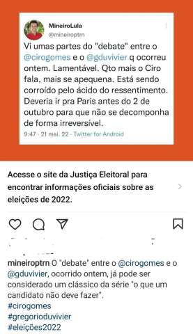 Mineiro detona o candidato de Carlinhos a Presidência