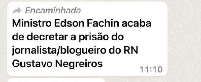 Não procede que Edson Fachin decretou minha prisão