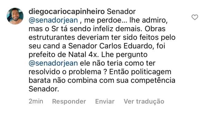 Jean Paul tenta fazer politicagem com chuvas e toma voadora de seguidor