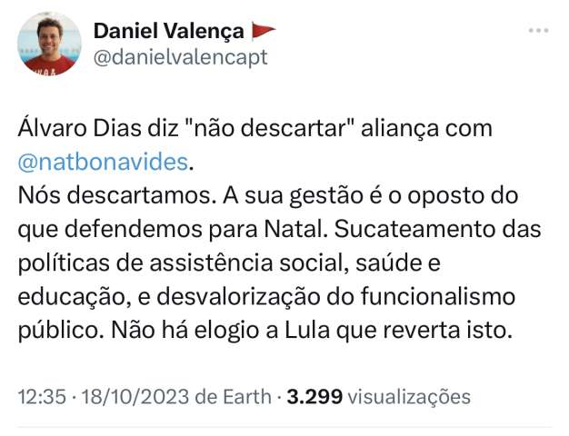 Vereador petista descarta aliança com Álvaro Dias