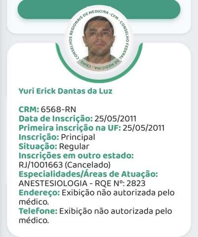 Já foi solto: A prisão do médico Yure Érick Dantas da Luz