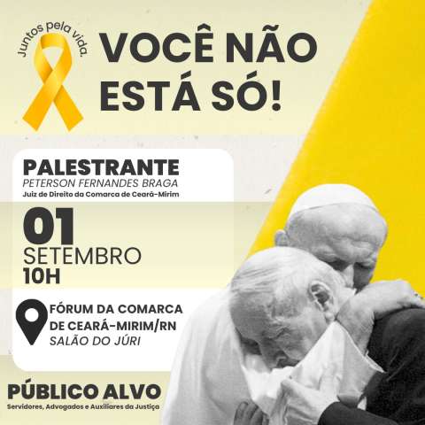 Juiz de Direito  fala sobre depressão em palestra no dia 1º de setembro