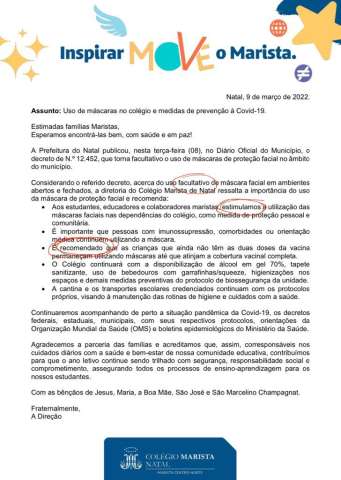 Marista: O colégio que não sabe fazer um comunicado e ainda toma atitude contrária do escrito na classe