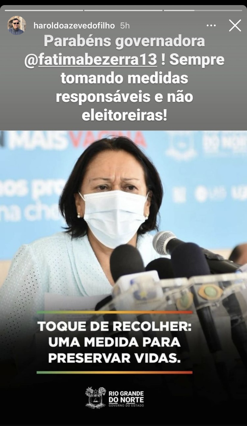 Empresário Haroldo Filho parabeniza governadora Fátima Bezerra