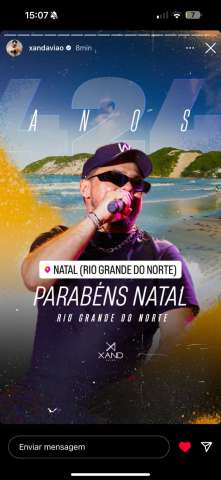 Com boné da White, Xand parabeniza a cidade do Natal