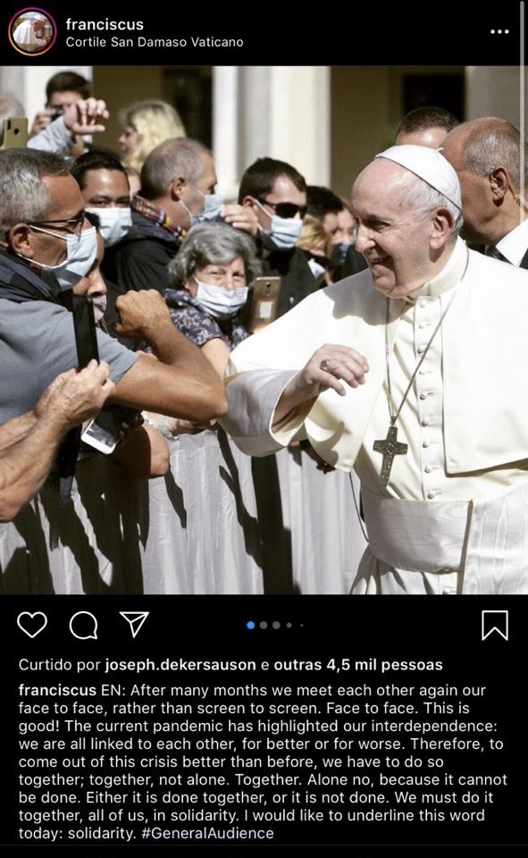 Rede Globo vai pirar, Papa Francisco reaparece sem máscara