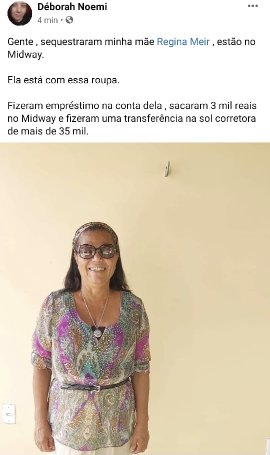 Mãe de servidora do TJ é sequestrada