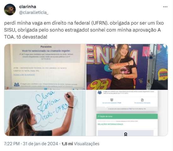 Estudante potiguar perde vaga em direito na UFRN após “mudança” no Sisu