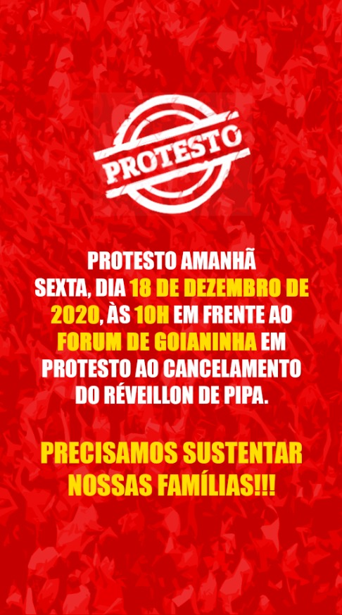 Atingidos pelo cancelamento do réveillon de Pipa vão a Goianinha protestar