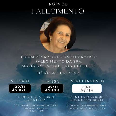 Morre Maria da Paz, mãe do médico Ricardo Bittencourt
