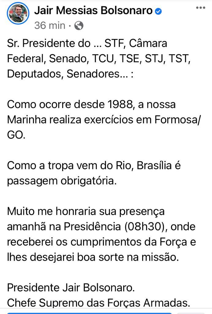 Mito: Bolsonaro convida autoridades para o “gopi”