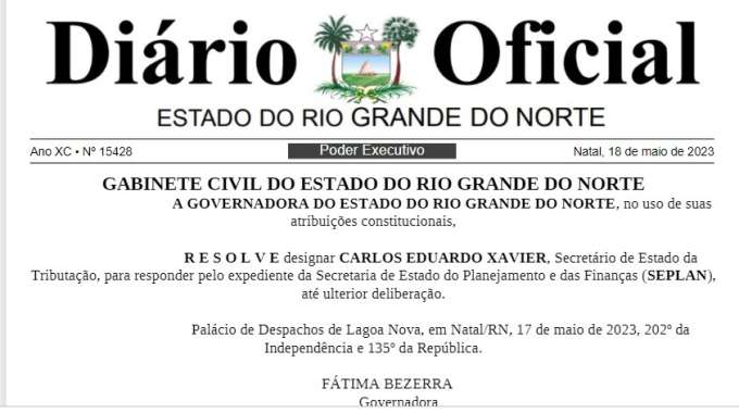 Diário Oficial confirma Cadu “supersecretário”