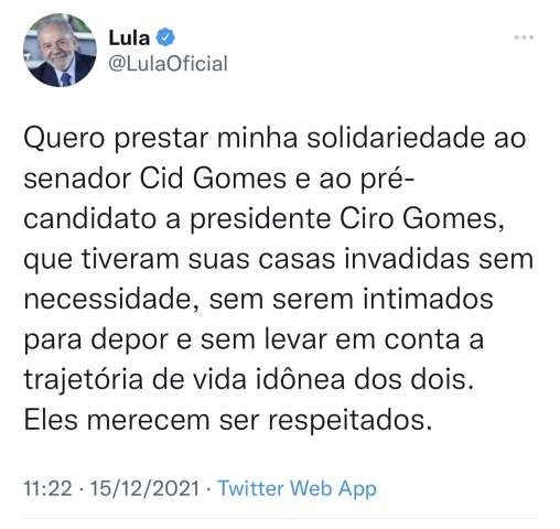 Lula é solidário com colegas