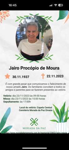 Velório e sepultamento de Jairo Procópio