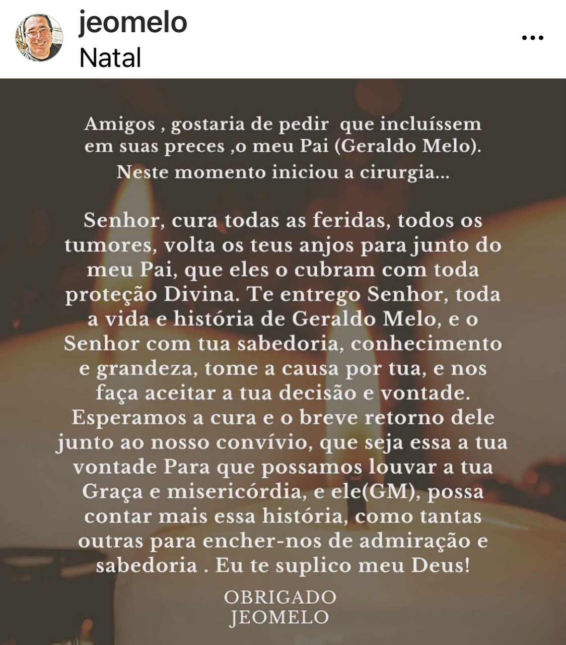 Orações para Geraldo Melo