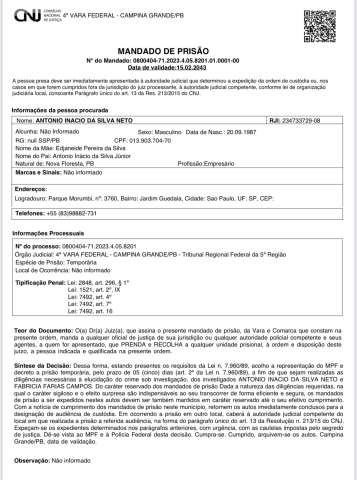 Braiscompany: Mandado de prisão contra Antônio Neto Ais
