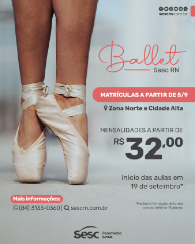 Ballet do Sesc RN com matrículas abertas para 2022