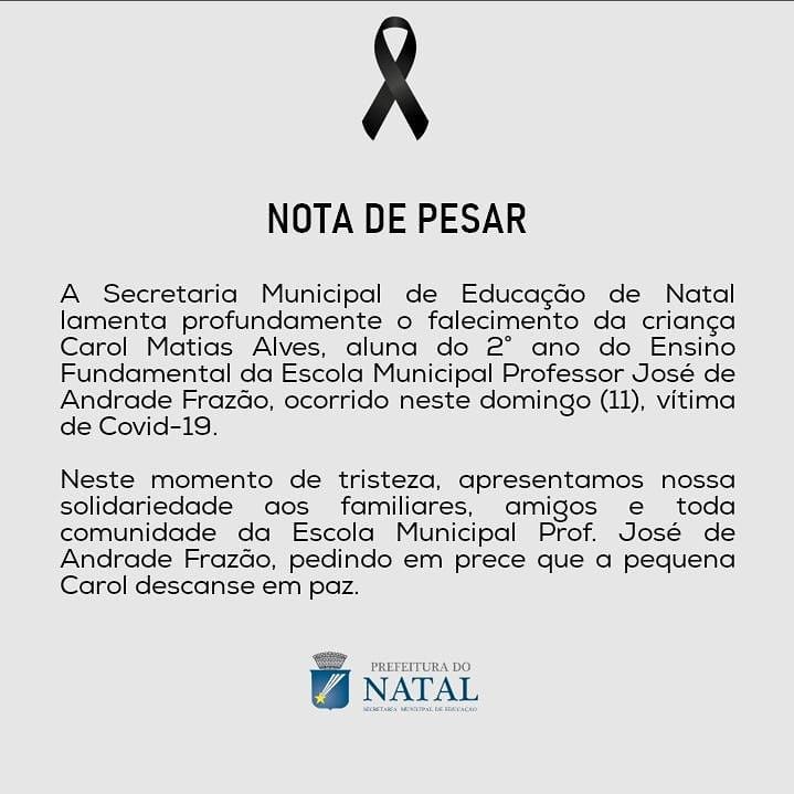 Aluna da rede pública morre por covid-19