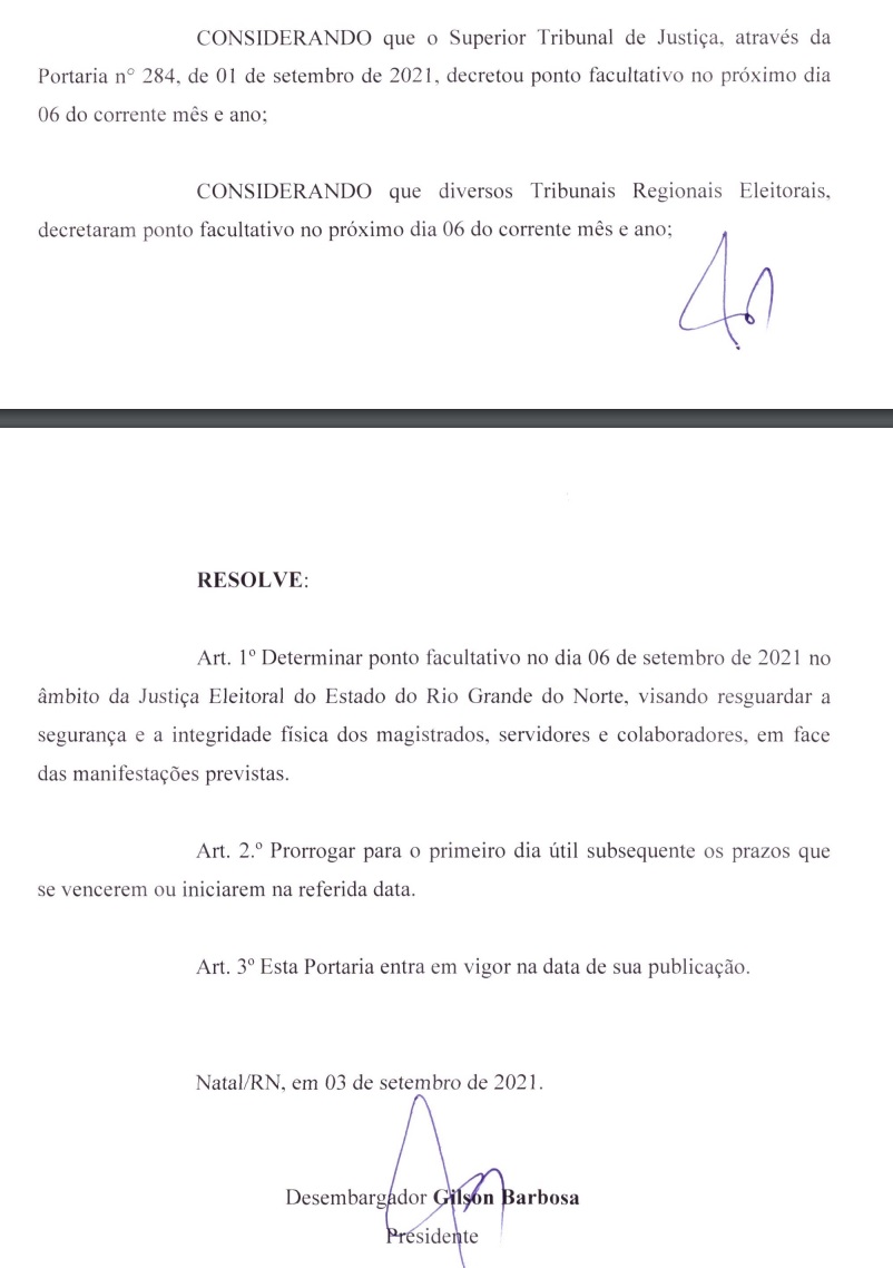 TRE vai imprensar dia 6 com medo dos protestos do dia 7