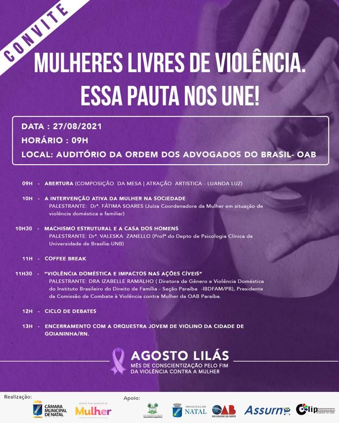 Agosto Lilás: Câmara de Natal encerra programação temática com evento na OAB/RN