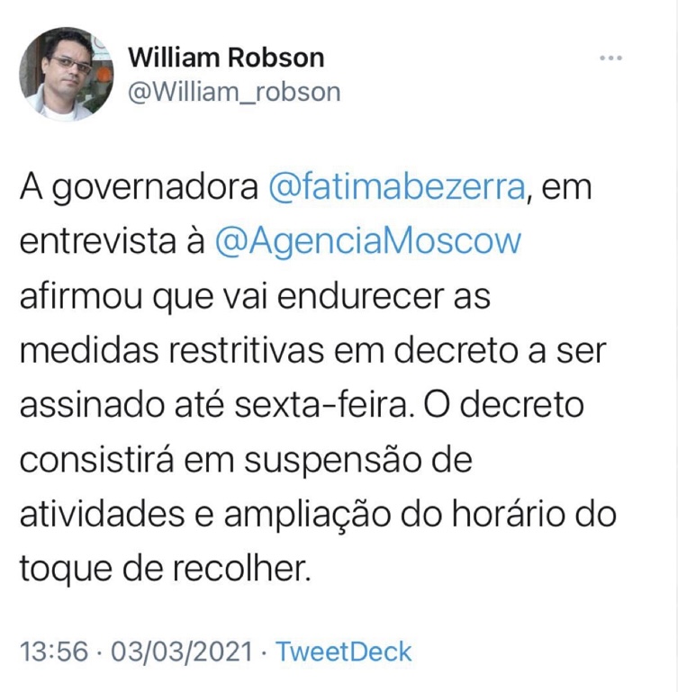 Urgente: Fátima vai soltar decreto com mais restrições