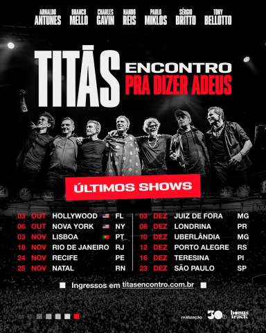 Em turnê de despedida dos palcos, Titãs anuncia show em Natal