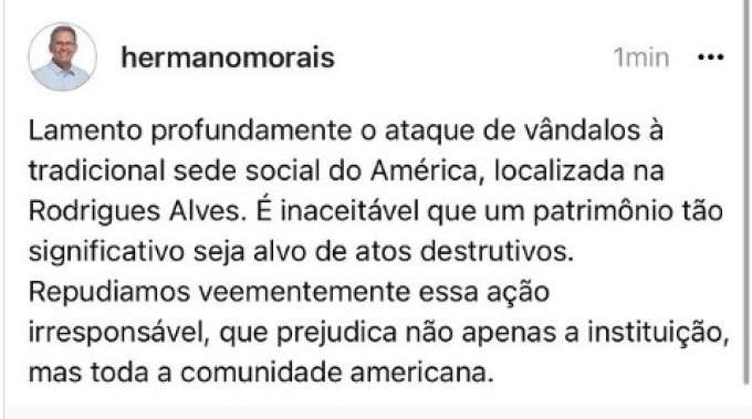 Presidente eleito do América, Hermano Morais chama de 