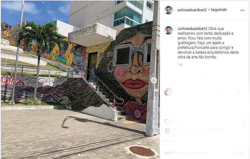 Carlos Eduardo pede para Prefeitura apagar grafites em Areia Preta