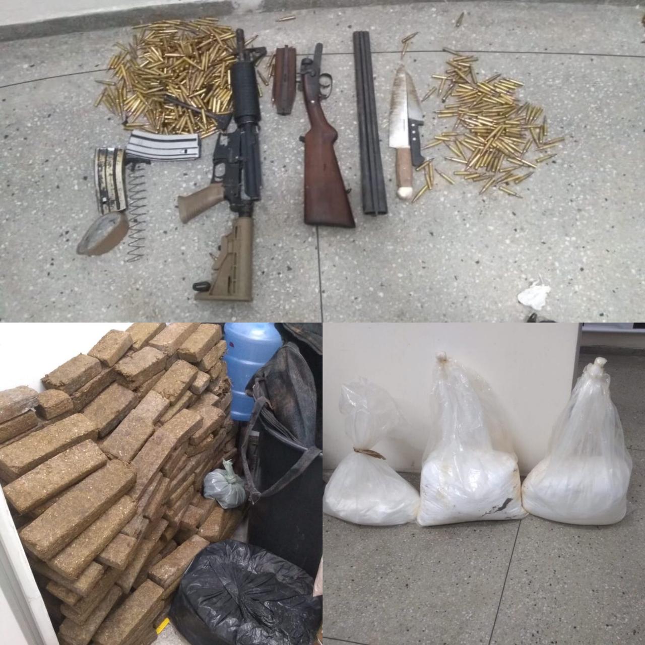 Operação apreende 180 kg de drogas, armamento pesado, munições e carro em Extremoz