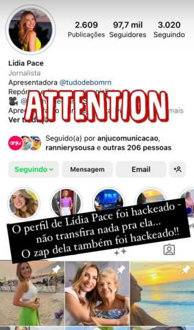 Alerta: Apresentadora da TV Ponta Negra é vítima de golpe