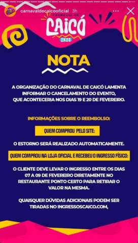 Carnaval privado em Caicó é cancelado