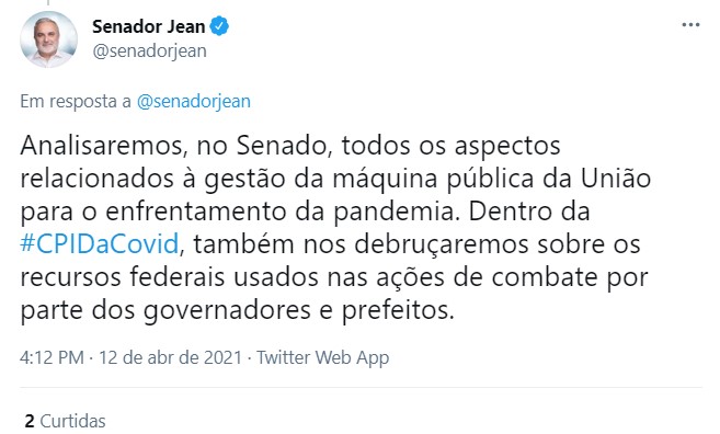 Jean-Paul Prates dá ré e afirma que CPI já vai apurar governadores e prefeitos