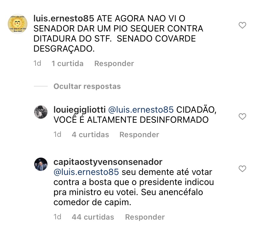Styvenson chama seguidor de demente e anencéfalo