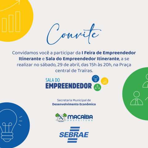 Prefeitura de Macaíba promove I Feira do Empreendedor Itinerante no próximo sábado
