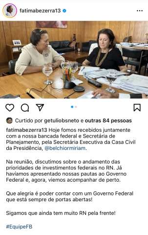 Fátima não foi recebida pelo presidente Lula e nem pelo ministro da Casa Civil
