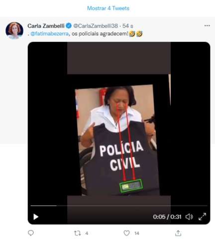 [VIDEO] Virou meme: Carla Zambeli ironiza reação de Fátima ao ver coletes enviados por Bolsonaro