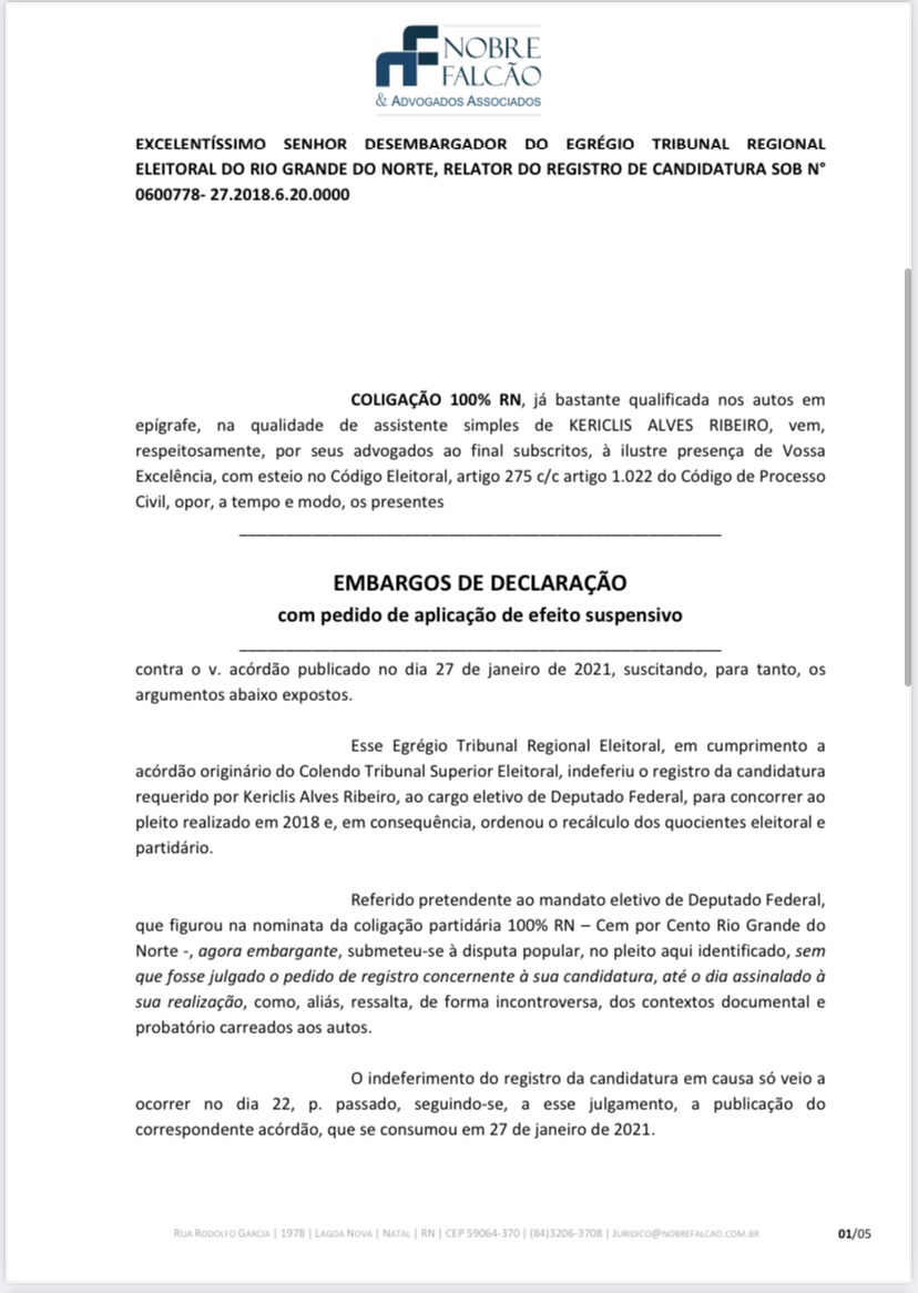 Efeito suspensivo: Kerinho entra com embargos de declaração