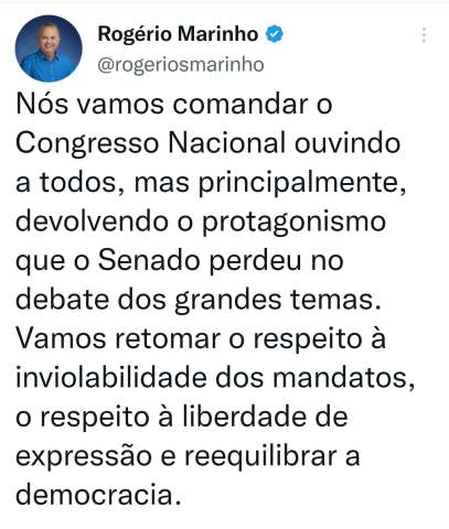 Rogério Marinho reúne senadores e promete devolver protagonismo ao Congresso