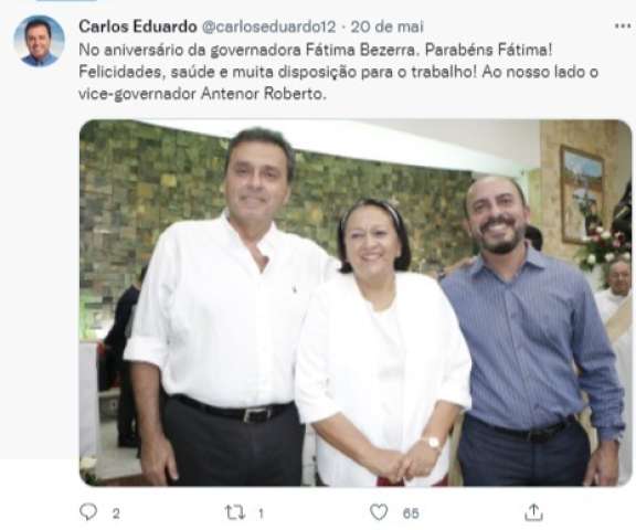 Camarada Carlos segue dica do blog e parabeniza Fátima; veja os desejos dele para ela