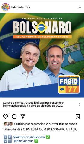 Bolsonaro na campanha de Fábio Dantas