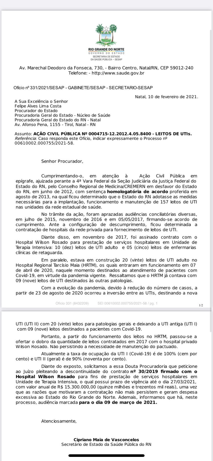 Loucura: Estado quer descredenciar Hospital Wilson Rosado de Mossoró em pleno caos da pandemia