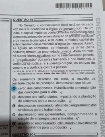 Questão do Enem mostra discurso de ódio contra o agronegócio