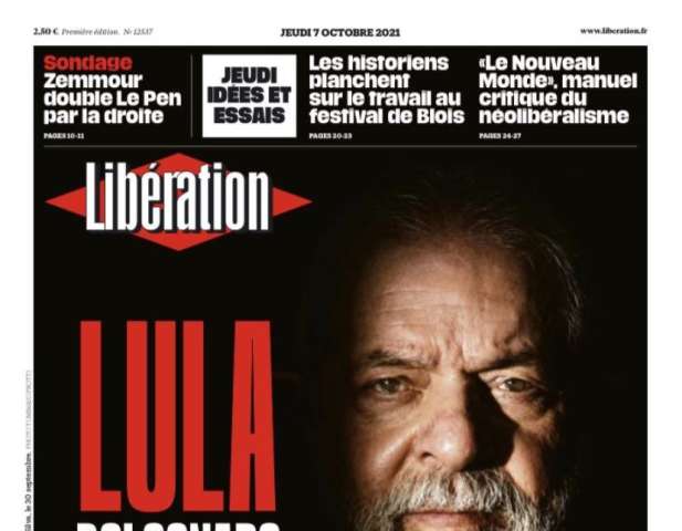 Capa do jornal francês Libération, Lula diz que Bolsonaro “vai perder”