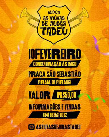 Bloco As Viúvas de Judas Tadeu volta com tudo em 2024 e promete agitar Pirangi no sábado de Carnaval