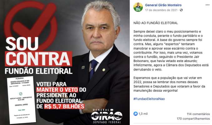 Mudança de discurso: Girão com o fundo cheio de dinheiro