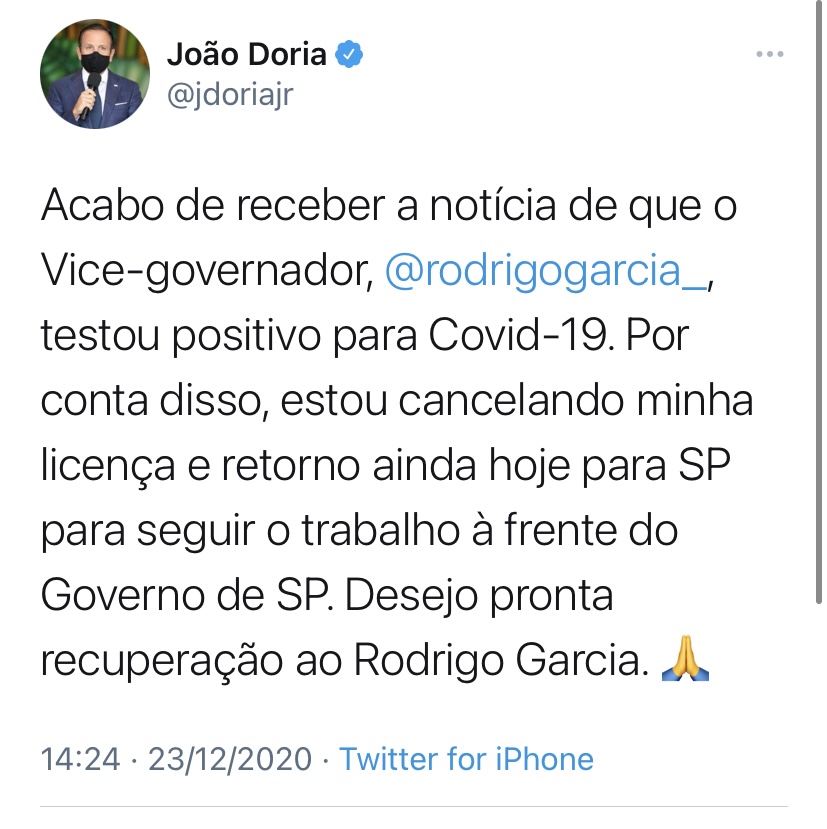 O palhaço do ano: Doria volta dos EUA